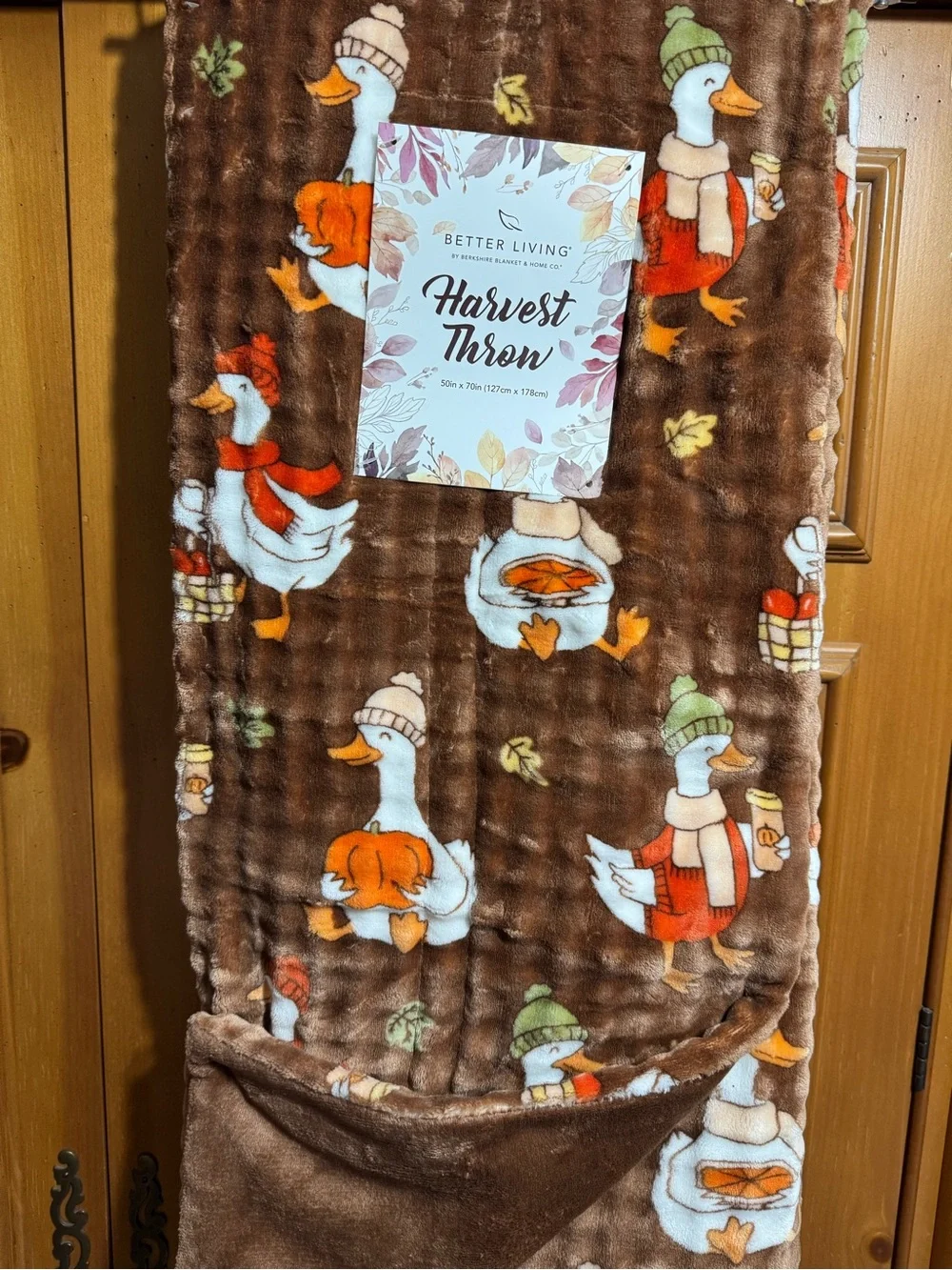 Better Living Harvest Throw Blanket Goose Fall Theme